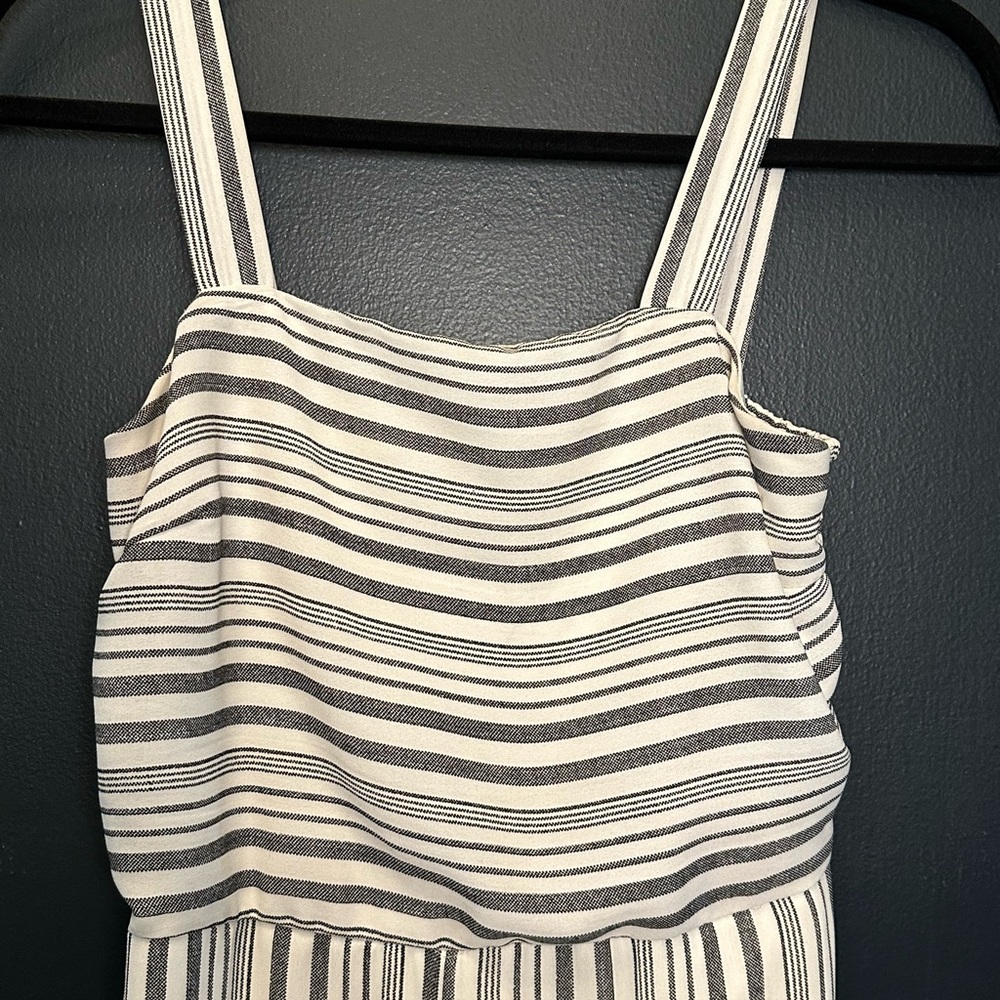 Fun & Flirt Black and White Striped Jumpsuit